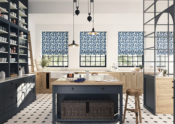 Meander, Navy - Twist&Fit Roman Blind - Image 9
